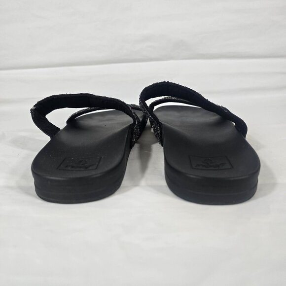 Reef Glitter Slides Sandals Women Size 10 Black Slip-On Strappy Beach Resortwear - Picture 6 of 10